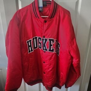 NWT Vintage Nebraska Cornhuskers Starter Satin Bomber Jacket Size L